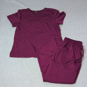 Scrub Star Burgundy Nurse Scrub Set Women's L